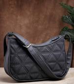 uno black geometric quilted polyester shoulder bag