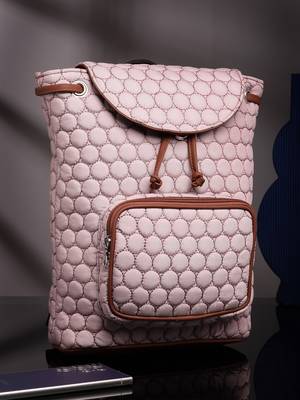 uno dusty pink geometric quilted polyester backpack 1