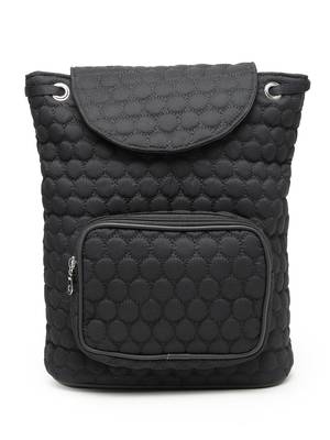 uno black geometric quilted polyester backpack 4