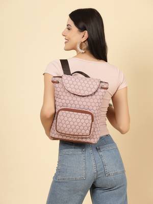 uno dusty pink geometric quilted polyester backpack 3