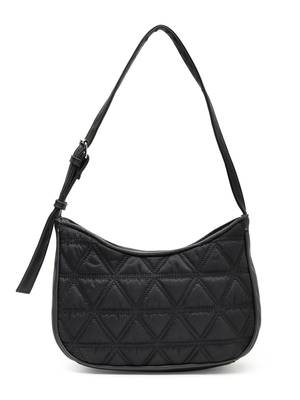 uno black geometric quilted polyester shoulder bag 4