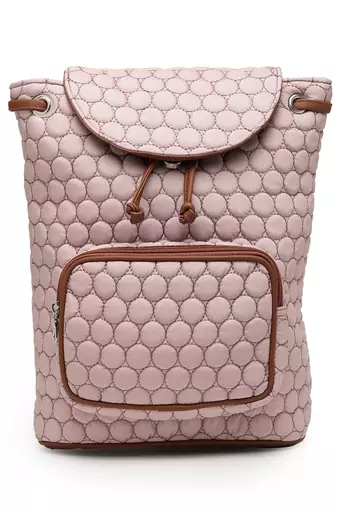 uno dusty pink geometric quilted polyester backpack