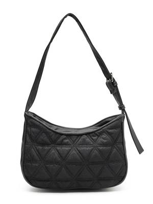 uno black geometric quilted polyester shoulder bag 5