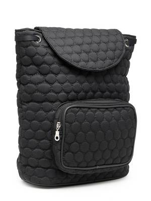uno black geometric quilted polyester backpack 6