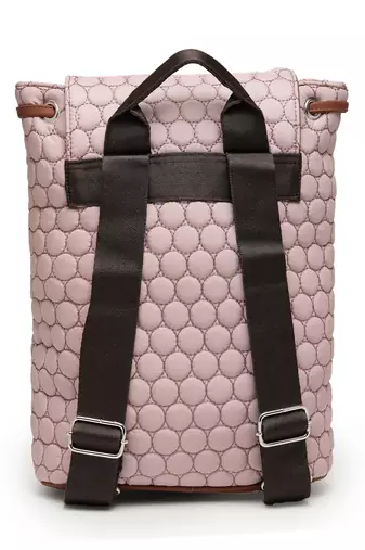 uno dusty pink geometric quilted polyester backpack