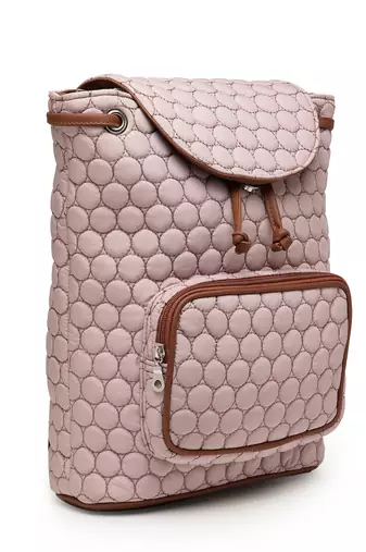 uno dusty pink geometric quilted polyester backpack