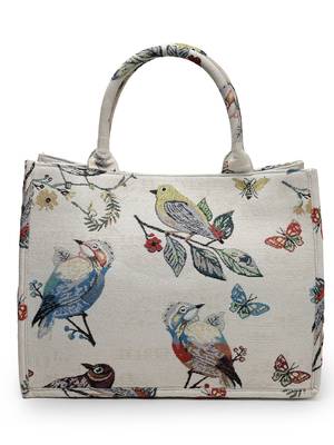 jungle natural & multi toile cotton jacquard handheld bag 4
