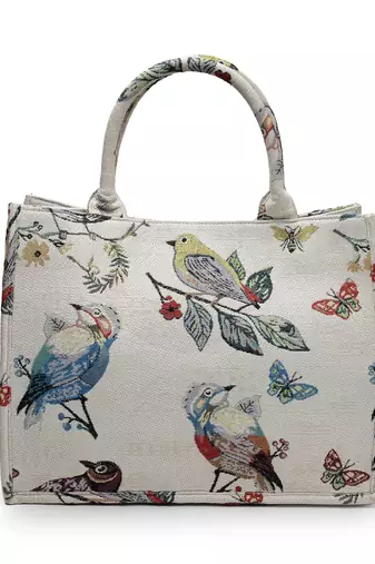 jungle natural & multi toile cotton jacquard handheld bag