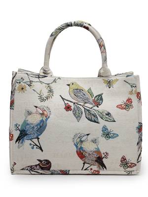 jungle natural & multi toile cotton jacquard handheld bag 5