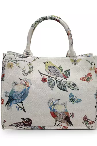 jungle natural & multi toile cotton jacquard handheld bag