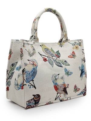 jungle natural & multi toile cotton jacquard handheld bag 6