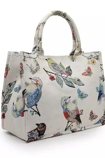 jungle natural & multi toile cotton jacquard handheld bag