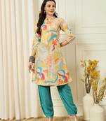 WOMEN'S EXCLUSIVE MUSLIN WITH DIGITAL MULTICOLOR PRINTED WITH FULL STITCHED  KURTI SET