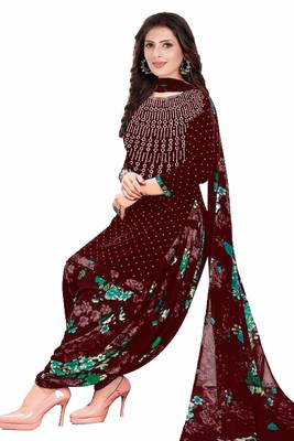 Diamond women printed unstitched crepe salwar suit material 1