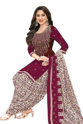 Diamond women printed unstitched crepe salwar suit material 1