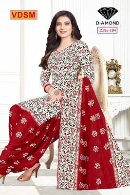 Diamond women printed unstitched crepe salwar suit material 2