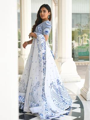 tulsi art white satin lehenga set choli with dupatta  5
