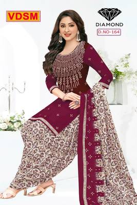 Diamond women printed unstitched crepe salwar suit material 2