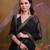 Black buti embroidery sequence work georgette bollywood saree with blouse piece for women