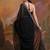 Black buti embroidery sequence work georgette bollywood saree with blouse piece for women