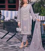 Lavender georgette embroidery pakistani salwar kameez