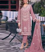 Onion pink georgette embroidery pakistani salwar kameez