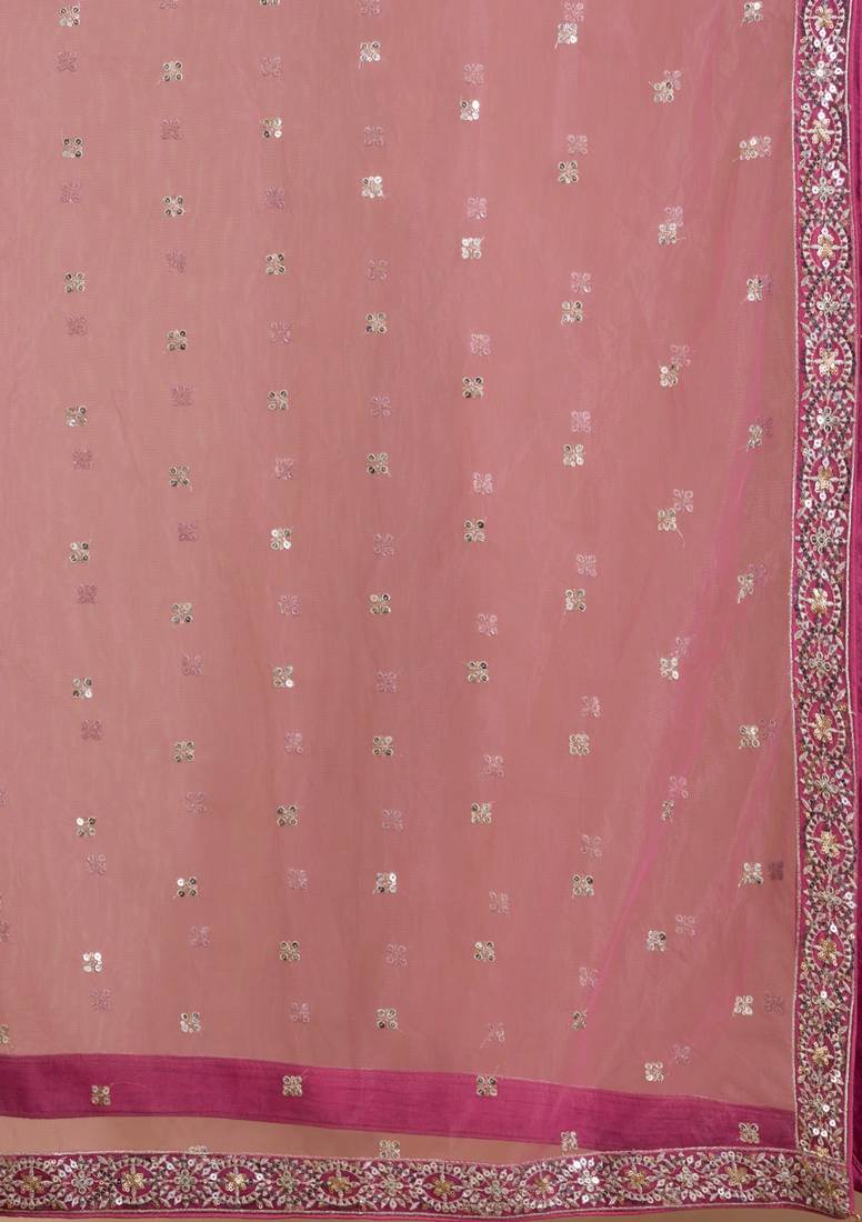 Alluring Pink Sequins Georgette Engagement Wear Lehenga Choli