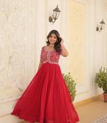 Red  Premium Designer Readymade Gown Collections