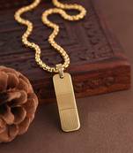 om design gold plated rectangular shape pendant with 24 inch chain for mens and womens