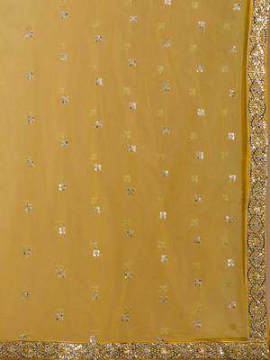 yellow sequins georgette lehenga set choli with dupatta with dupatta 9