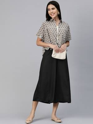 Casual plain flare calf length palazzo 1