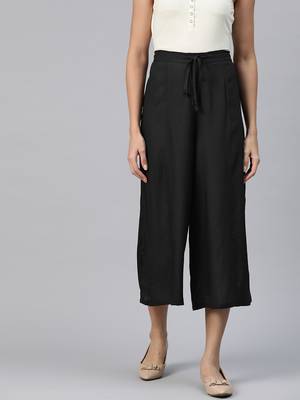 Casual plain flare calf length palazzo 2