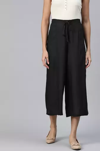 Casual plain flare calf length palazzo