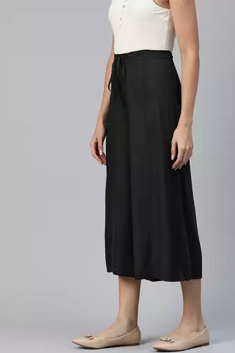 Casual plain flare calf length palazzo