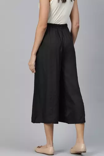 Casual plain flare calf length palazzo