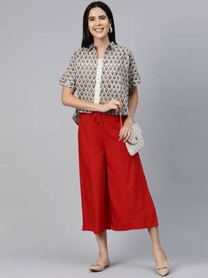 Casual plain flare calf length palazzo 1