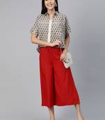 Casual plain flare calf length palazzo