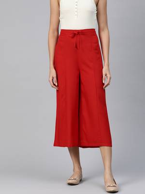 Casual plain flare calf length palazzo 2