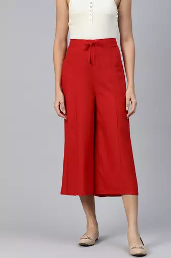 Casual plain flare calf length palazzo