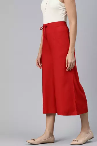 Casual plain flare calf length palazzo
