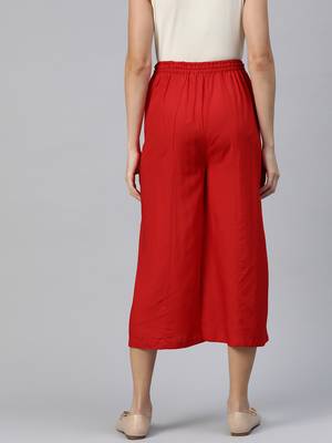 Casual plain flare calf length palazzo 4
