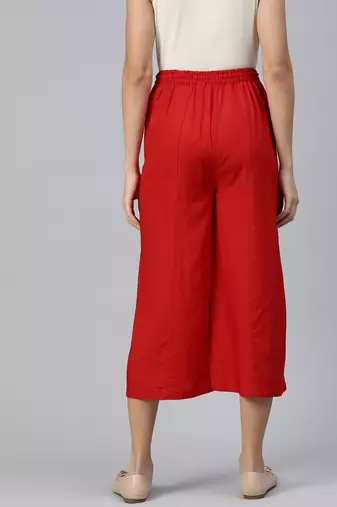Casual plain flare calf length palazzo