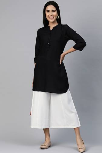 Casual plain flare calf length palazzo