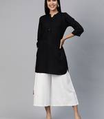 Casual plain flare calf length palazzo