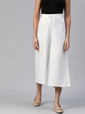 Casual plain flare calf length palazzo 2