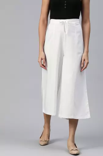 Casual plain flare calf length palazzo