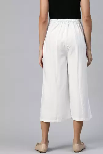 Casual plain flare calf length palazzo