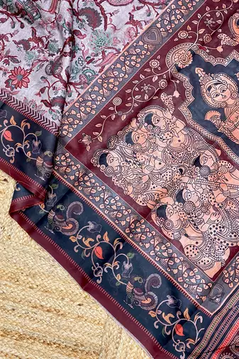 Grey Digital Printed Cotton Blend Saree & Rich Pallu Saree With Blouse