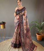 Yellow Digital Printed Cotton Blend Saree  Rich Pallu Saree With Blouse