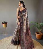 Green Cotton Blend Printed Work &  Rich Pallu Saree With Blouse